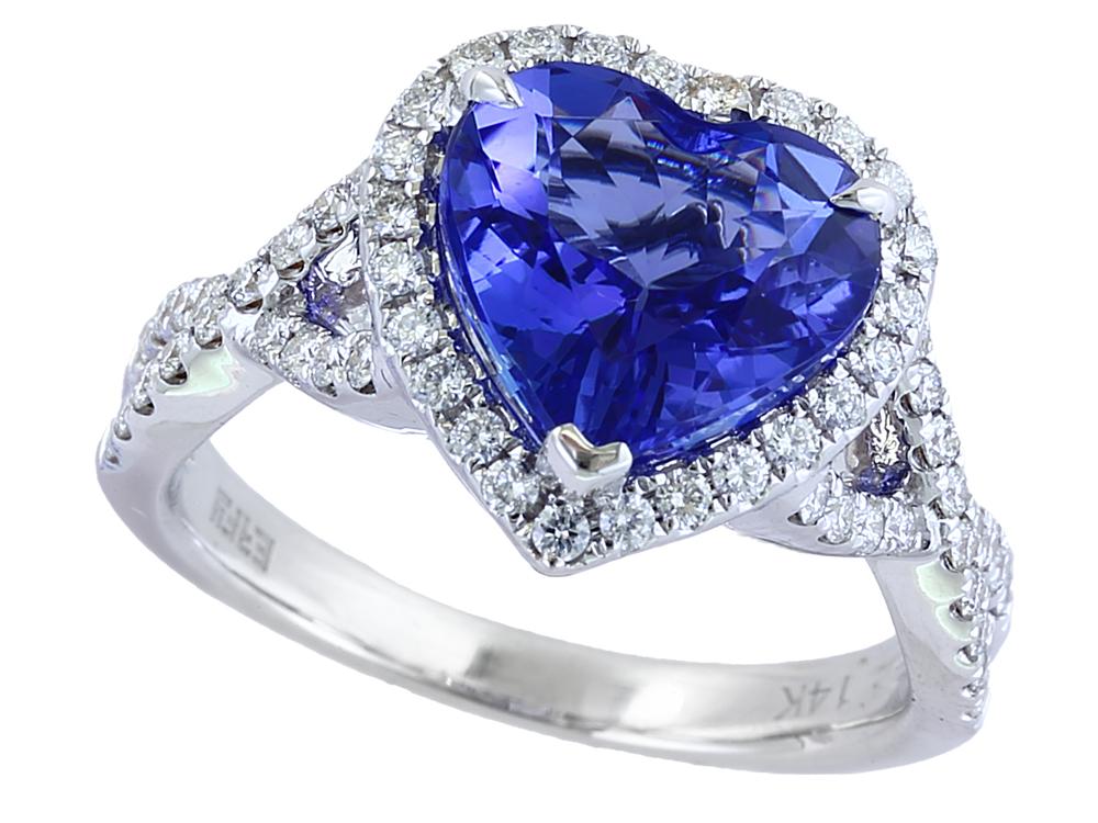 EFFY 14K WHITE GOLD DIAMOND,TANZANITE RING