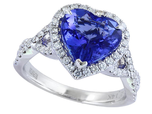 EFFY 14K WHITE GOLD DIAMOND,TANZANITE RING