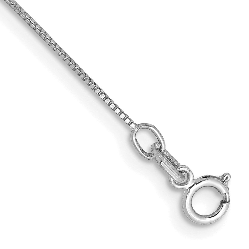 14k White Gold .5mm Box with Spring Ring Clasp Chain Anklet