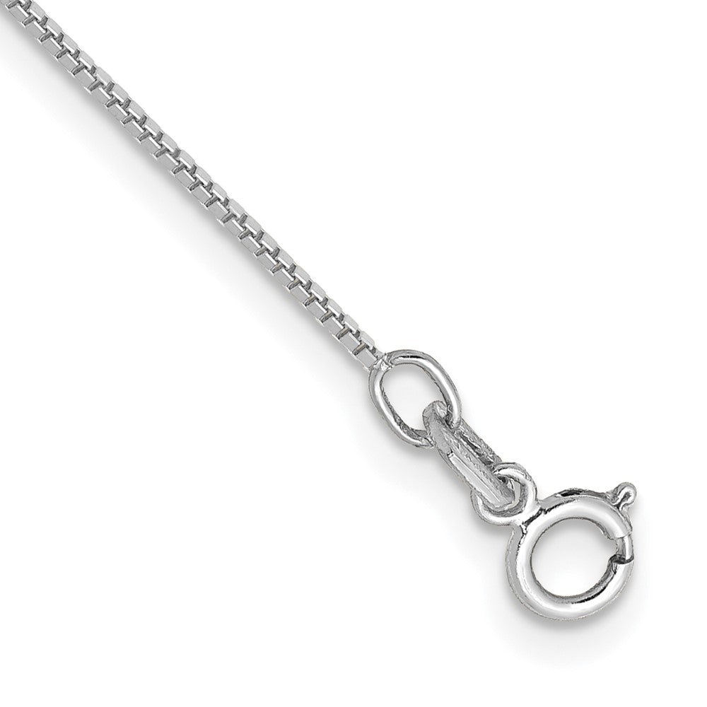 14k White Gold .7mm Box with Spring Ring Clasp Chain Anklet