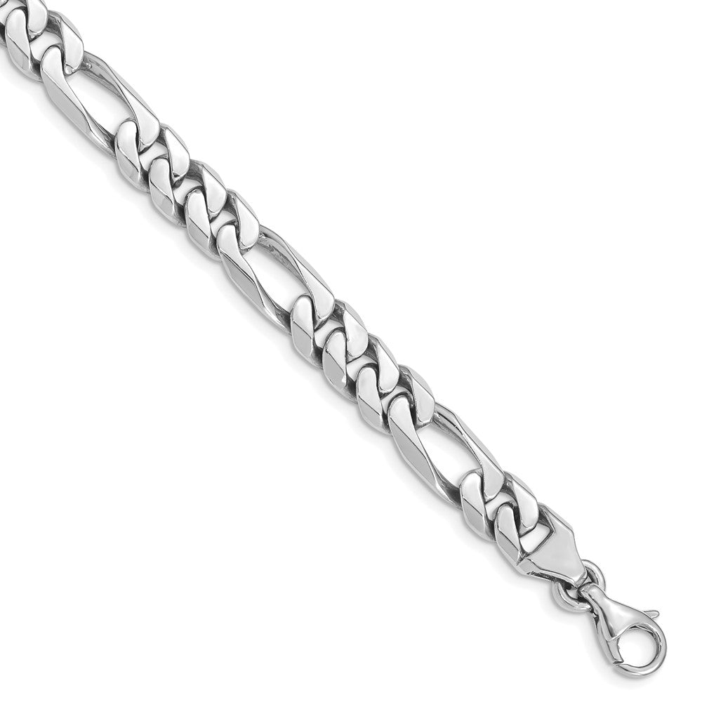 14k White Gold 8mm Hand-polished Figaro Link (Per Inch)