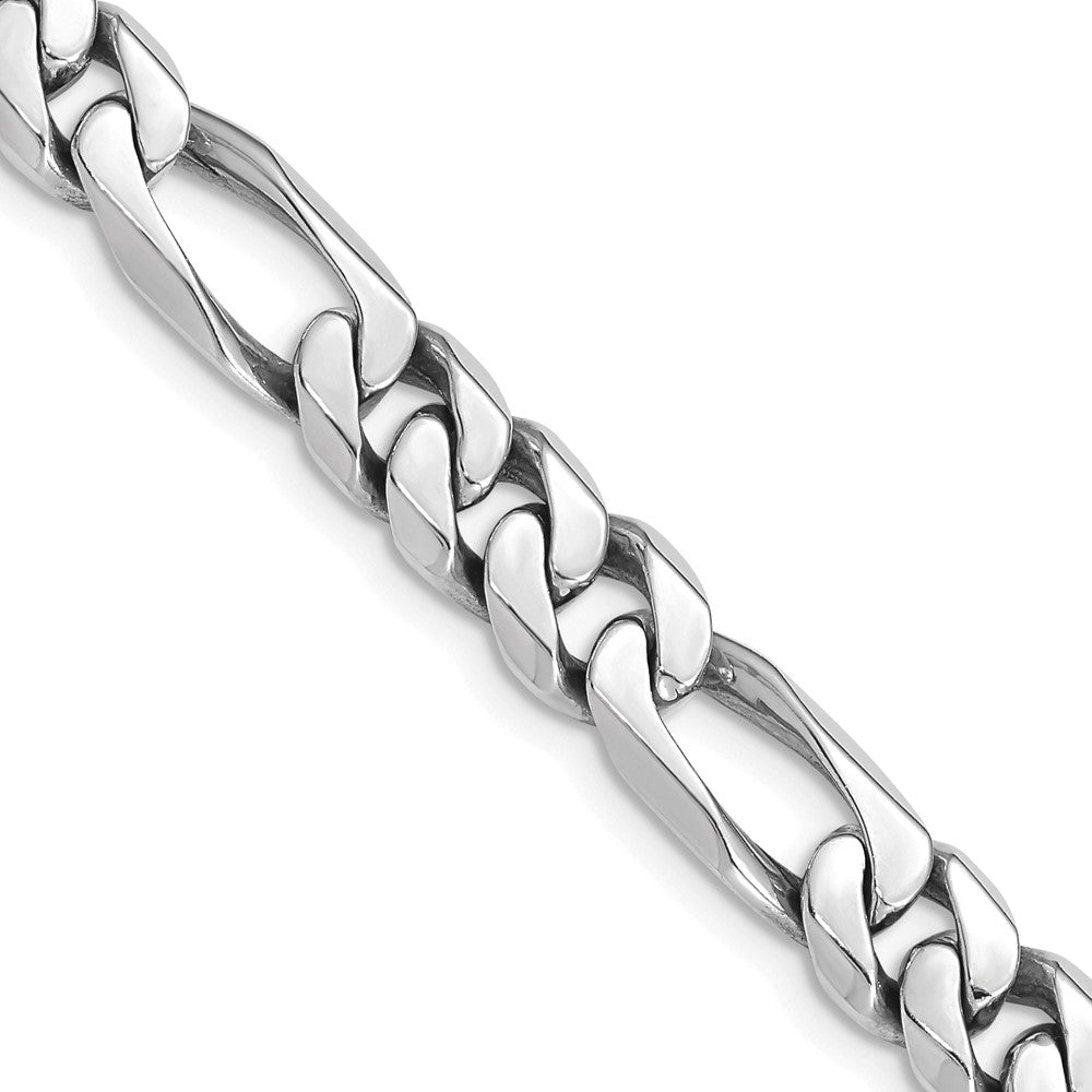 14k White Gold 8mm Hand-polished Figaro Link (Per Inch)