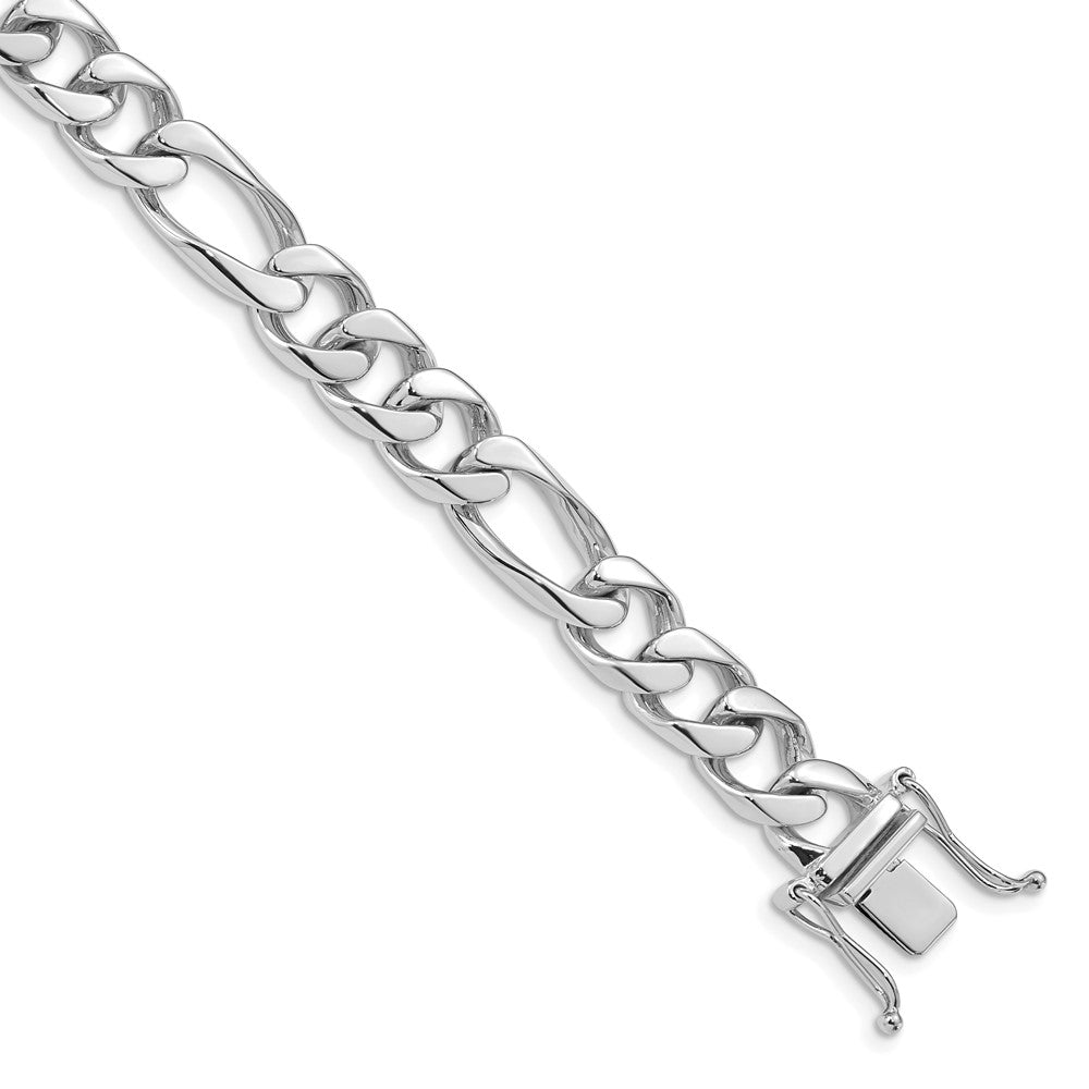 14k White Gold 9mm Hand-polished Figaro Link (Per Inch)
