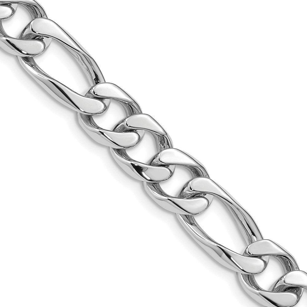 14k White Gold 9mm Hand-polished Figaro Link (Per Inch)
