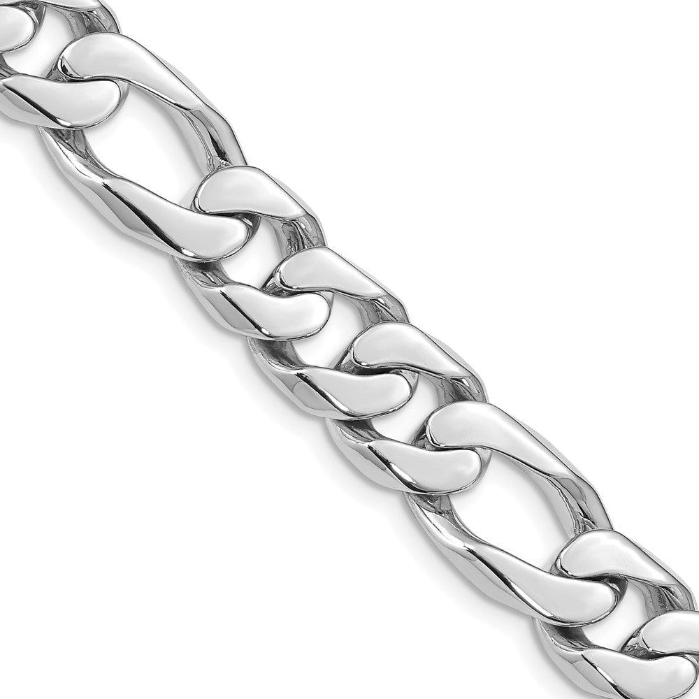 14K White Gold 10mm Hand-Polished Figaro Link (Per Inch)