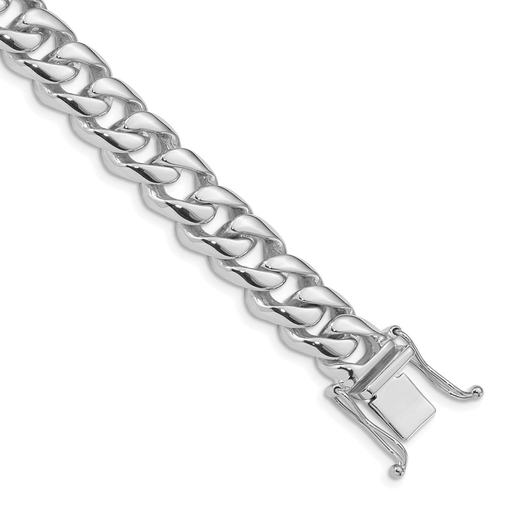 14k White Gold 9.6mm Hand-polished Rounded Curb Link (Per Inch)