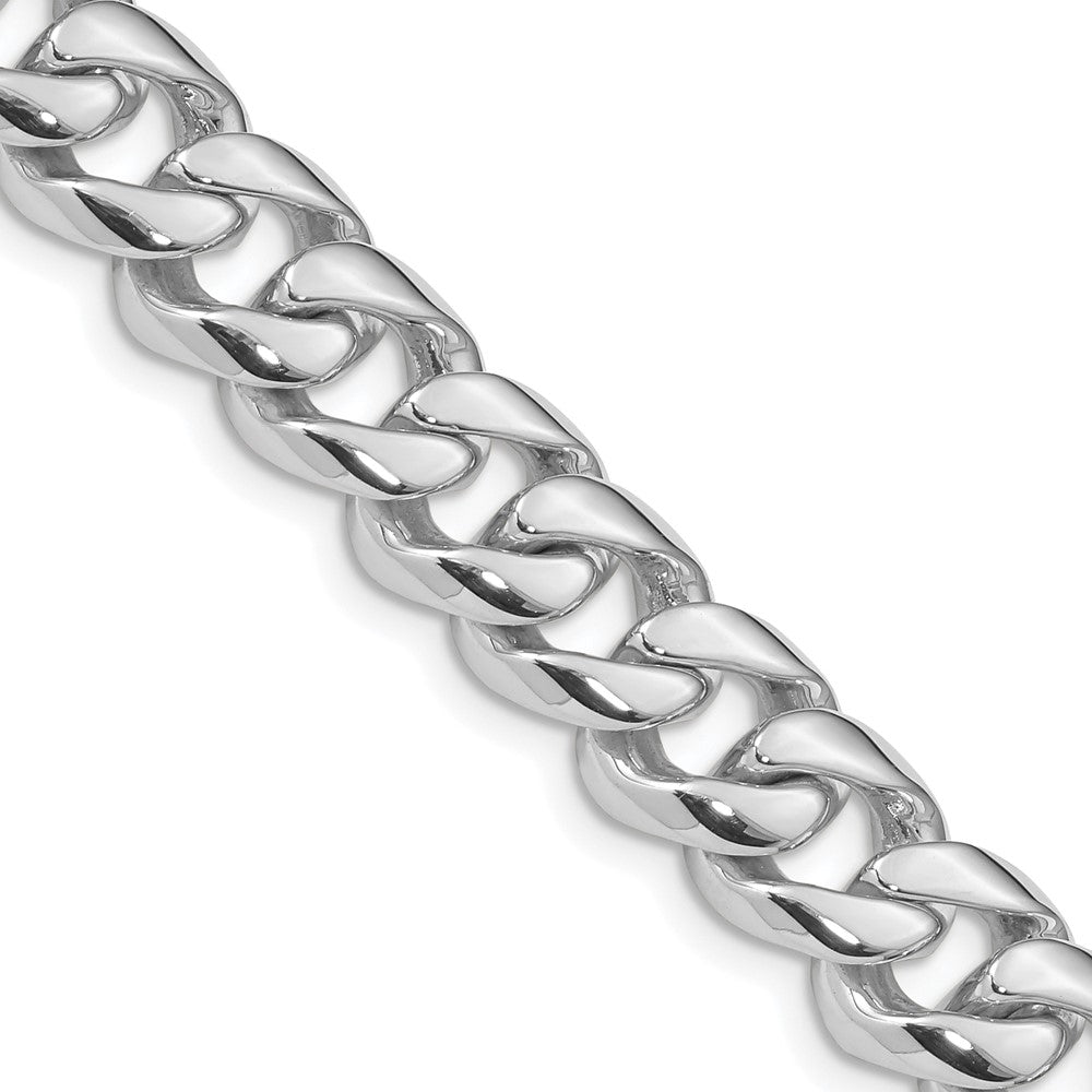 14k White Gold 9.6mm Hand-polished Rounded Curb Link (Per Inch)