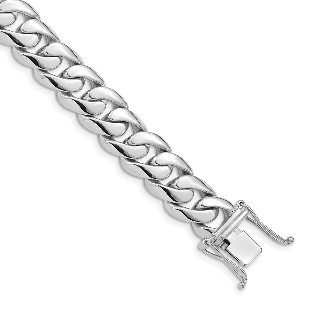 14k White Gold 10.8mm Hand-polished Rounded Curb Link (Per Inch)