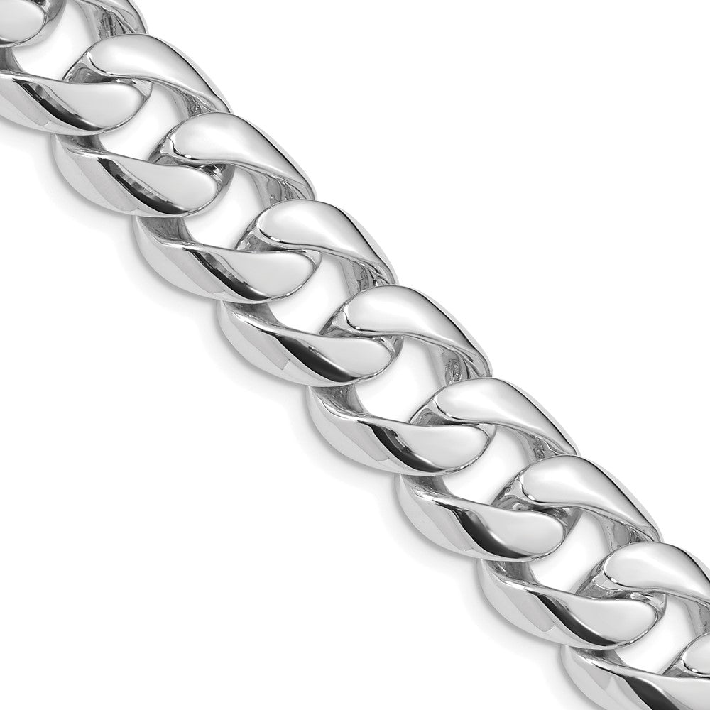 14k White Gold 13.4mm Hand-polished Rounded Curb Link (Per Inch)