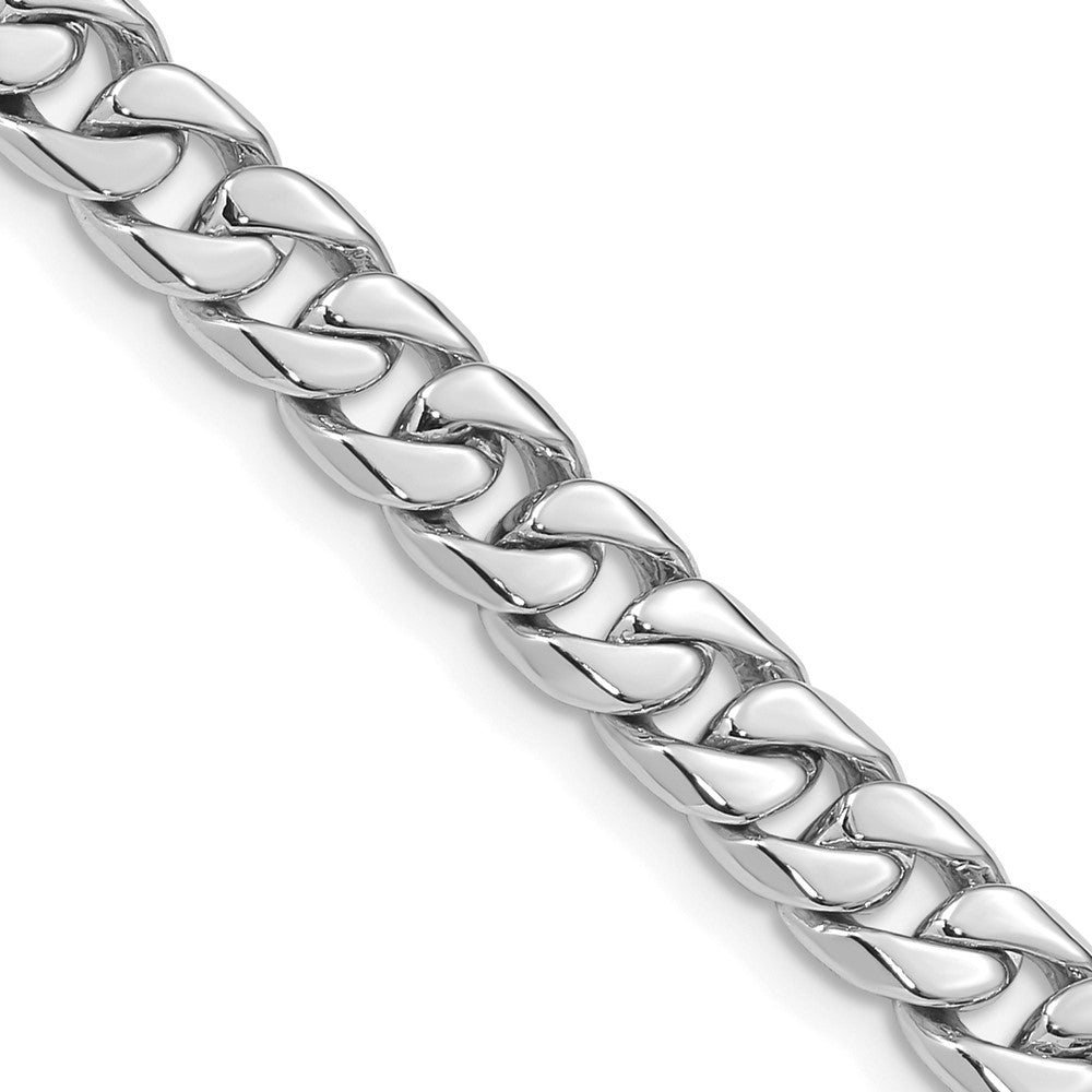 14k WG 6.8mm Hand-polished Flat Beveled Curb Link (Per Inch)