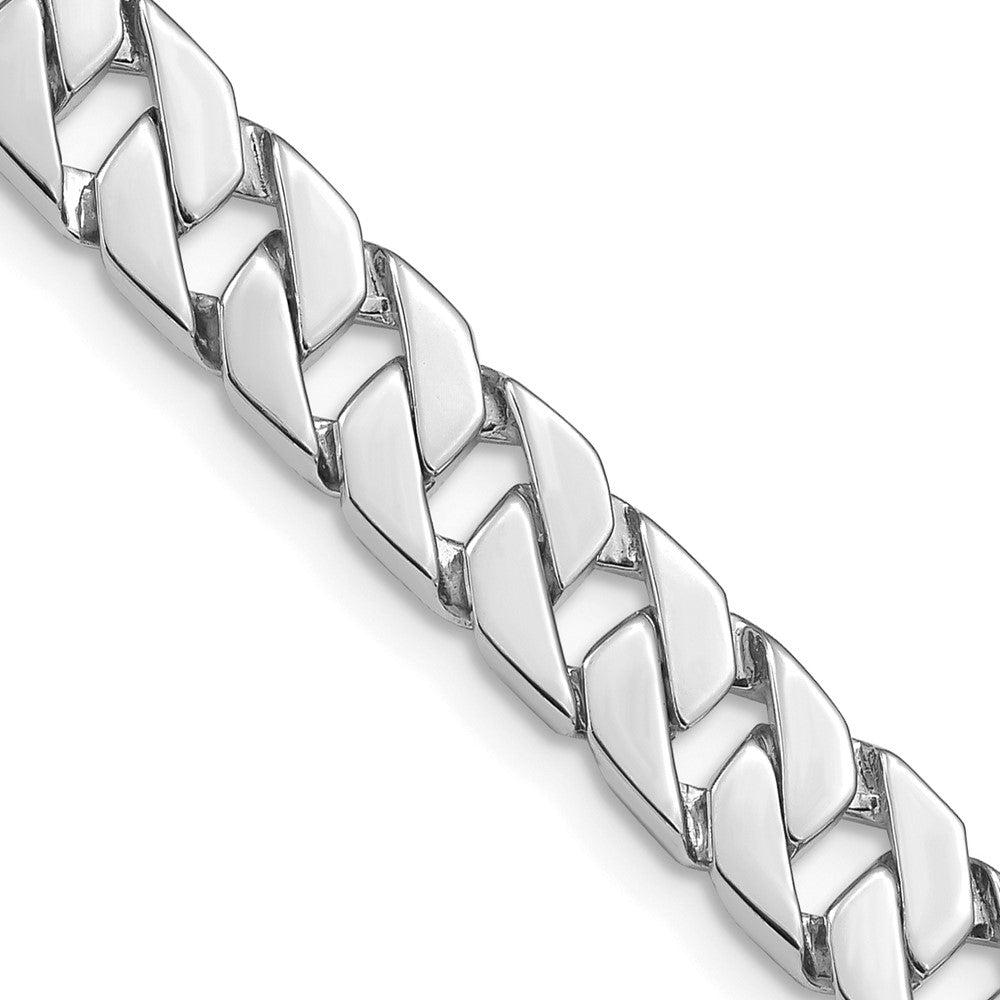 14k White Gold 7.4mm Hand Polished Fancy Link Chain (Per Inch)