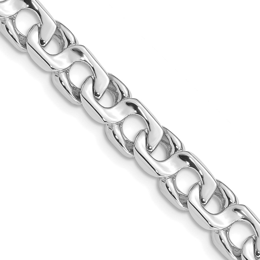 14K White Gold 7.4mm Hand-polished Fancy Link (Per Inch)