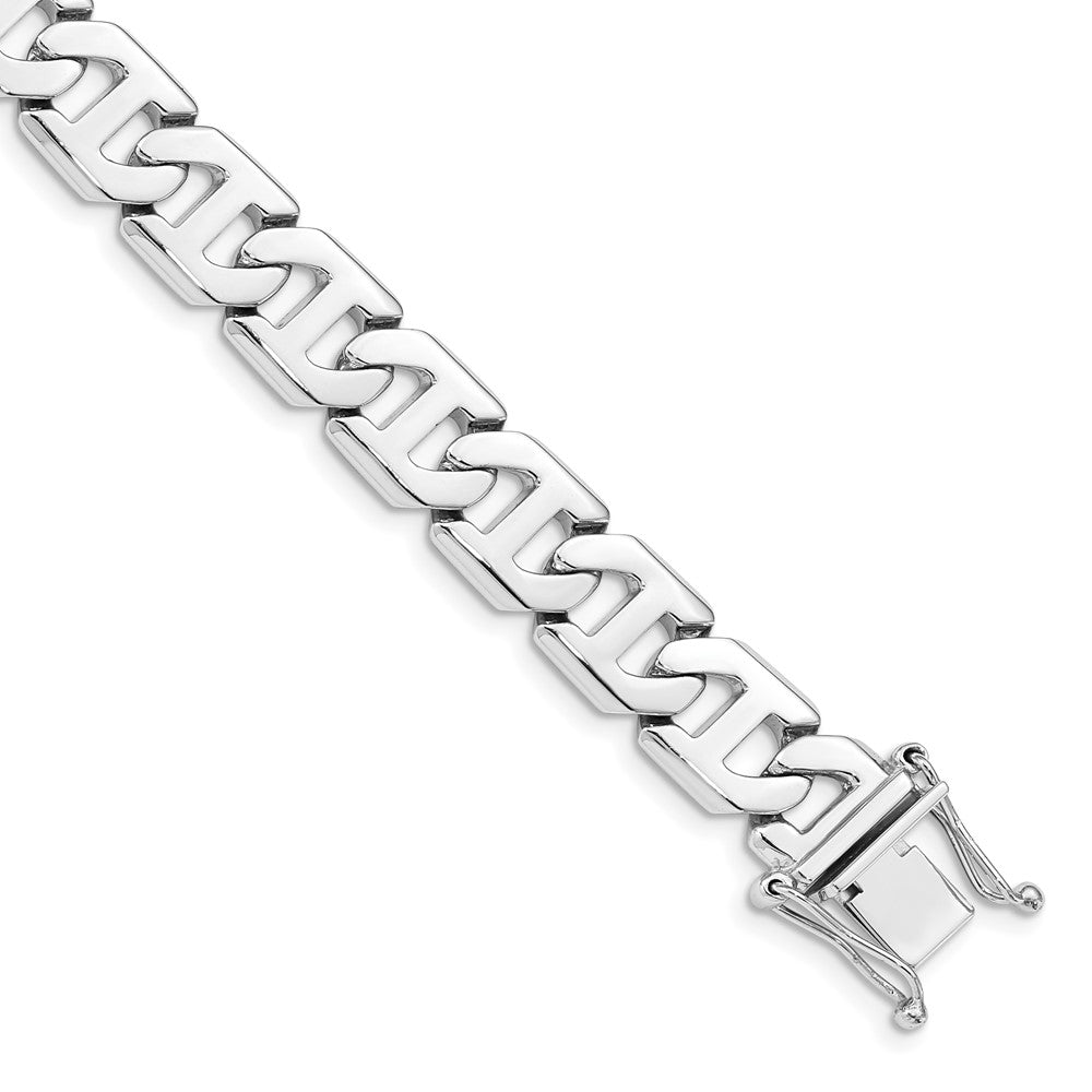 14k White Gold 10.2mm Hand-polished Fancy Link (Per Inch)