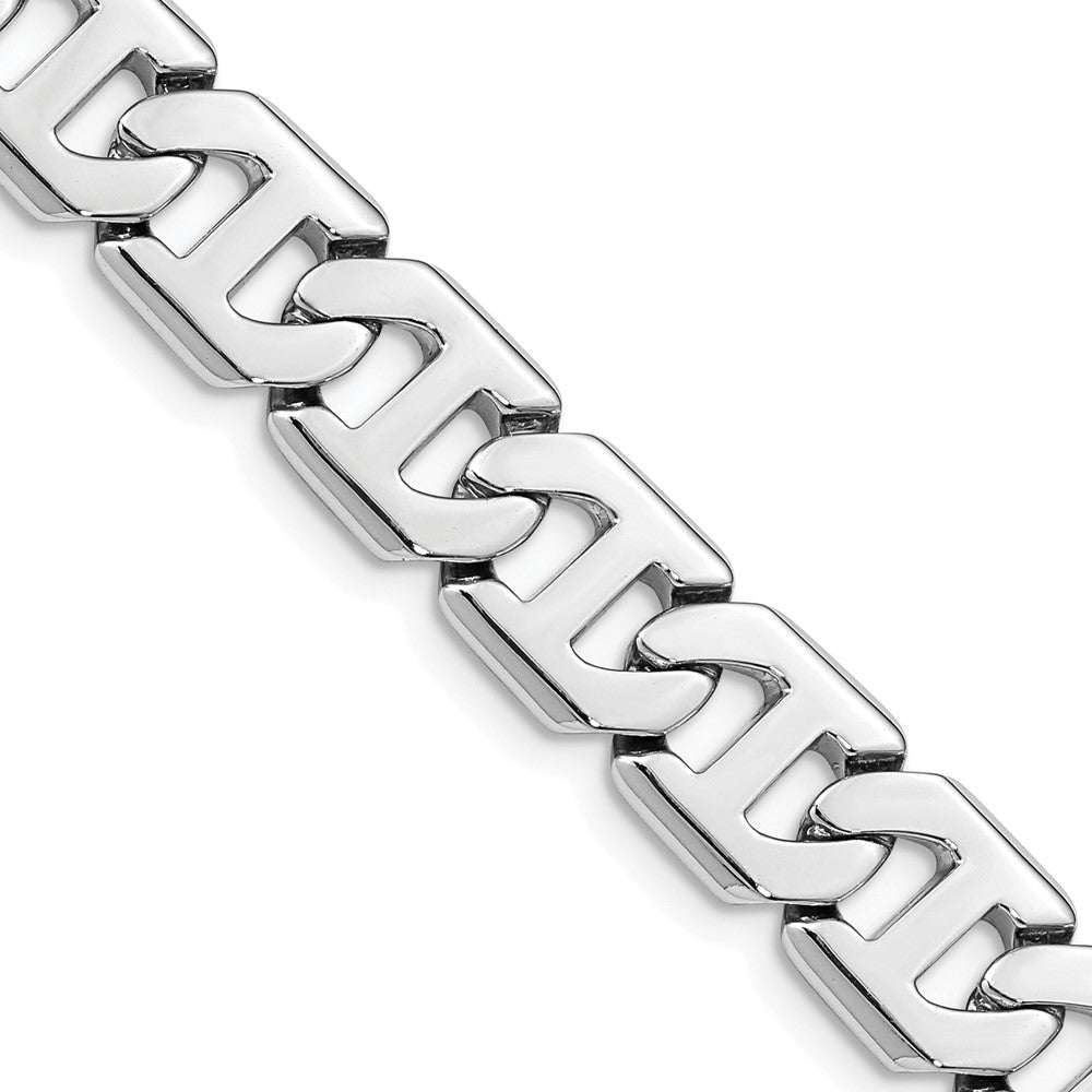 14k White Gold 10.2mm Hand-polished Fancy Link (Per Inch)