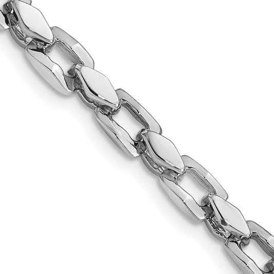 14k White Gold 4.50mm Hand-polished Fancy Link Chain
