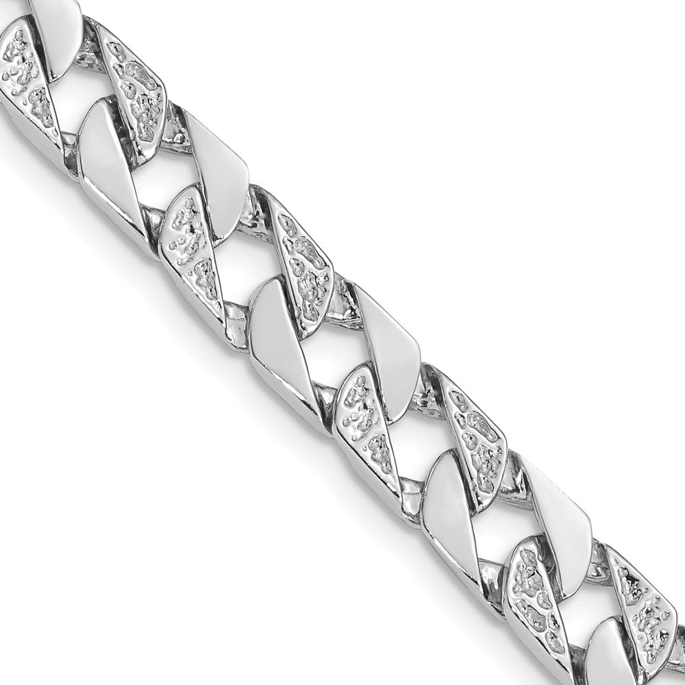 14K White Gold 7.5mm Hand Polished Fancy Link Chain (Per Inch)