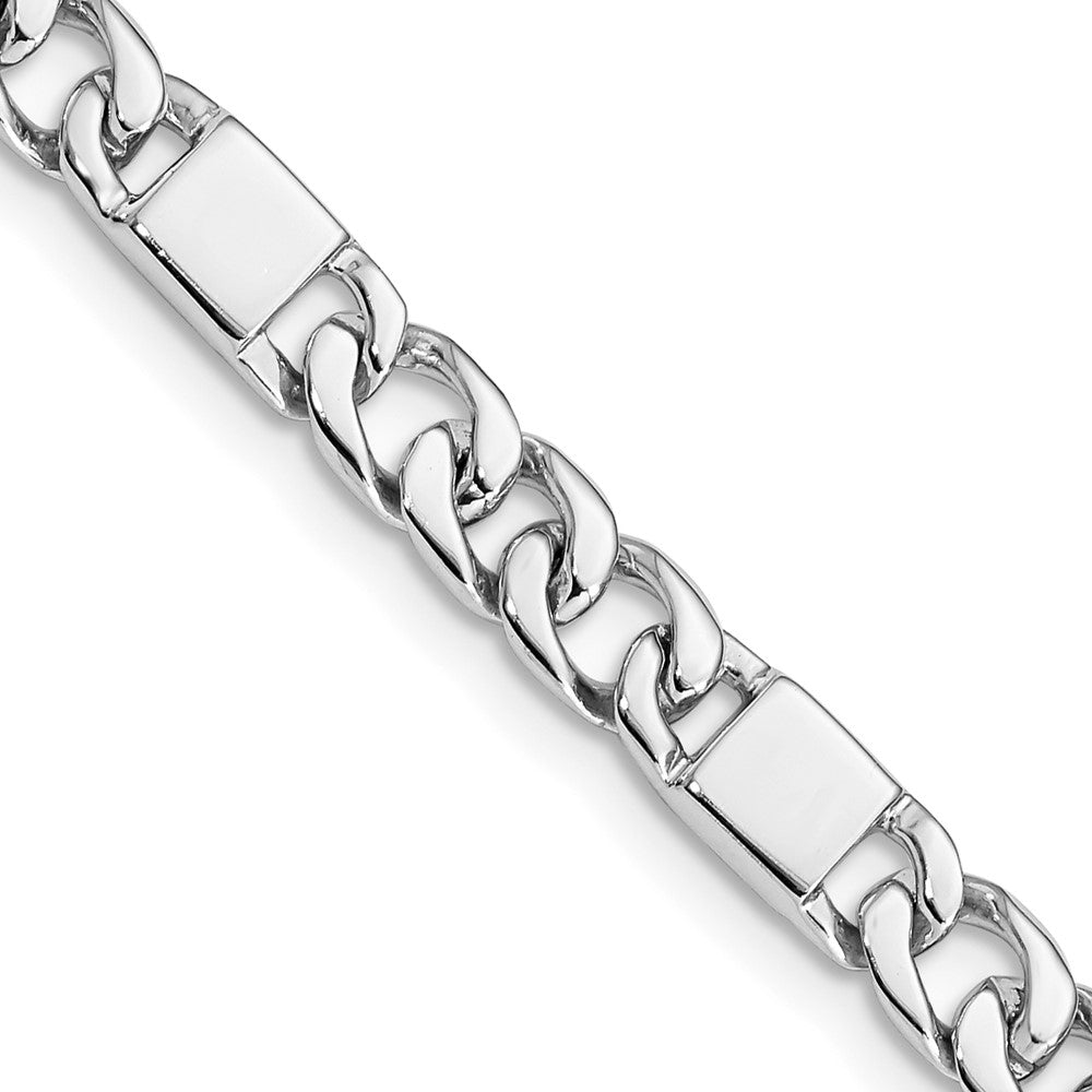 14k White Gold 5.6mm Hand-polished Fancy Link (Per Inch)