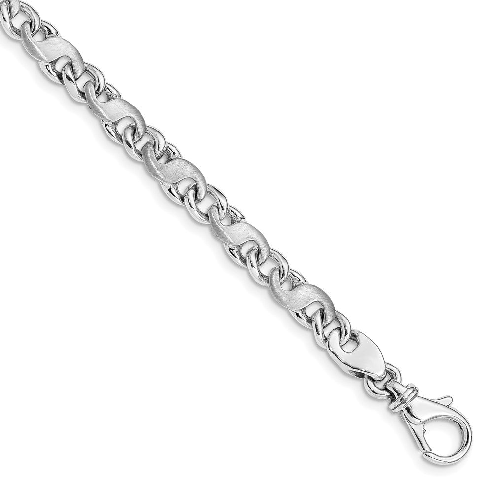 14k White Gold 5.4mm Hand-polished and Satin Link (Per Inch)
