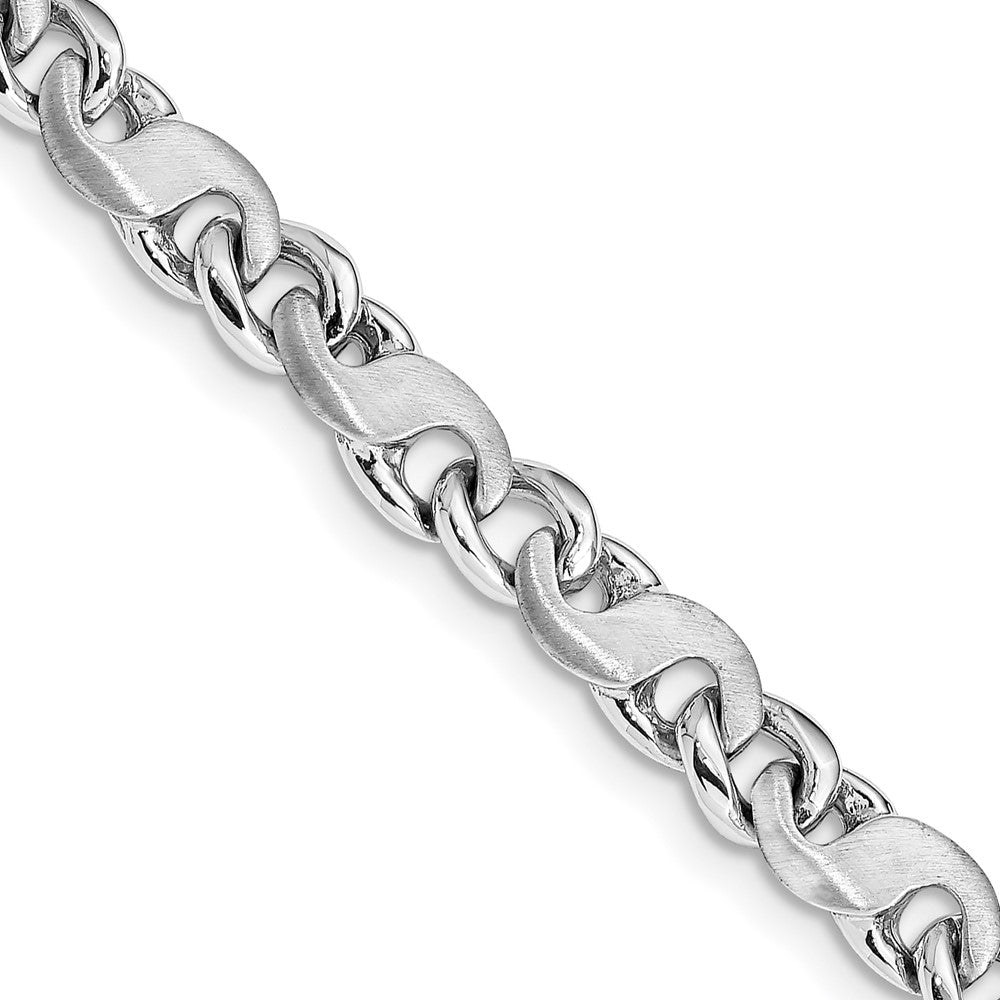 14k White Gold 5.4mm Hand-polished and Satin Link (Per Inch)