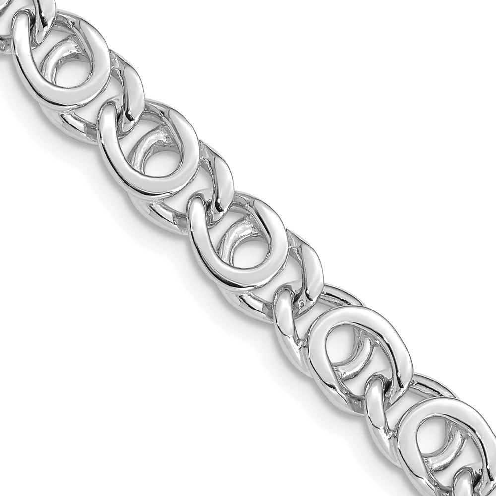14K White Gold 7mm Hand Polished Fancy Link (Per Inch)