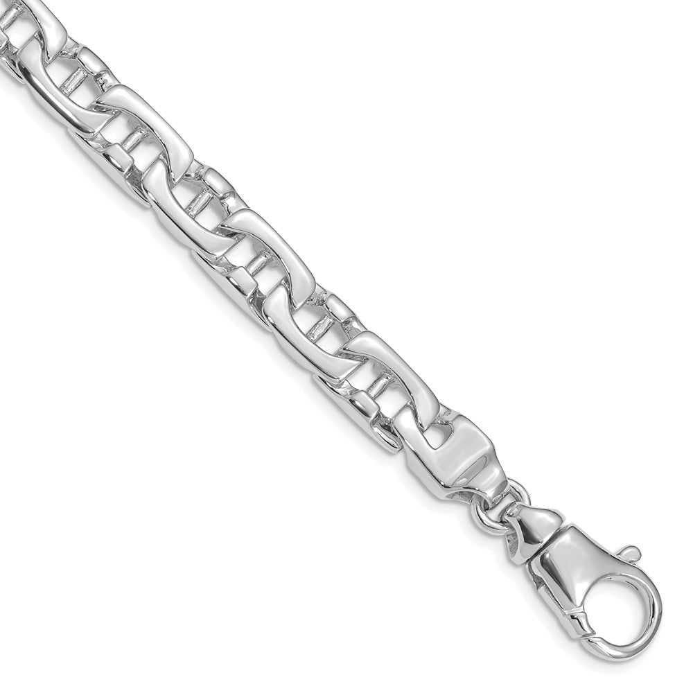 14K White Gold 8.5mm Hand-polished Fancy Link (Per Inch)