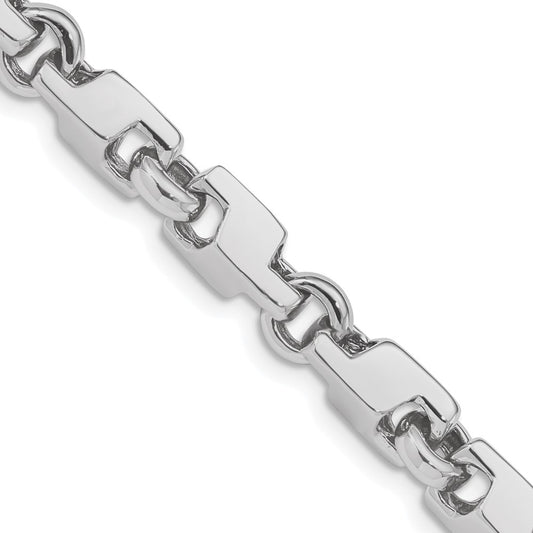 14k White Gold 6.6mm Hand-polished Fancy Link Chain