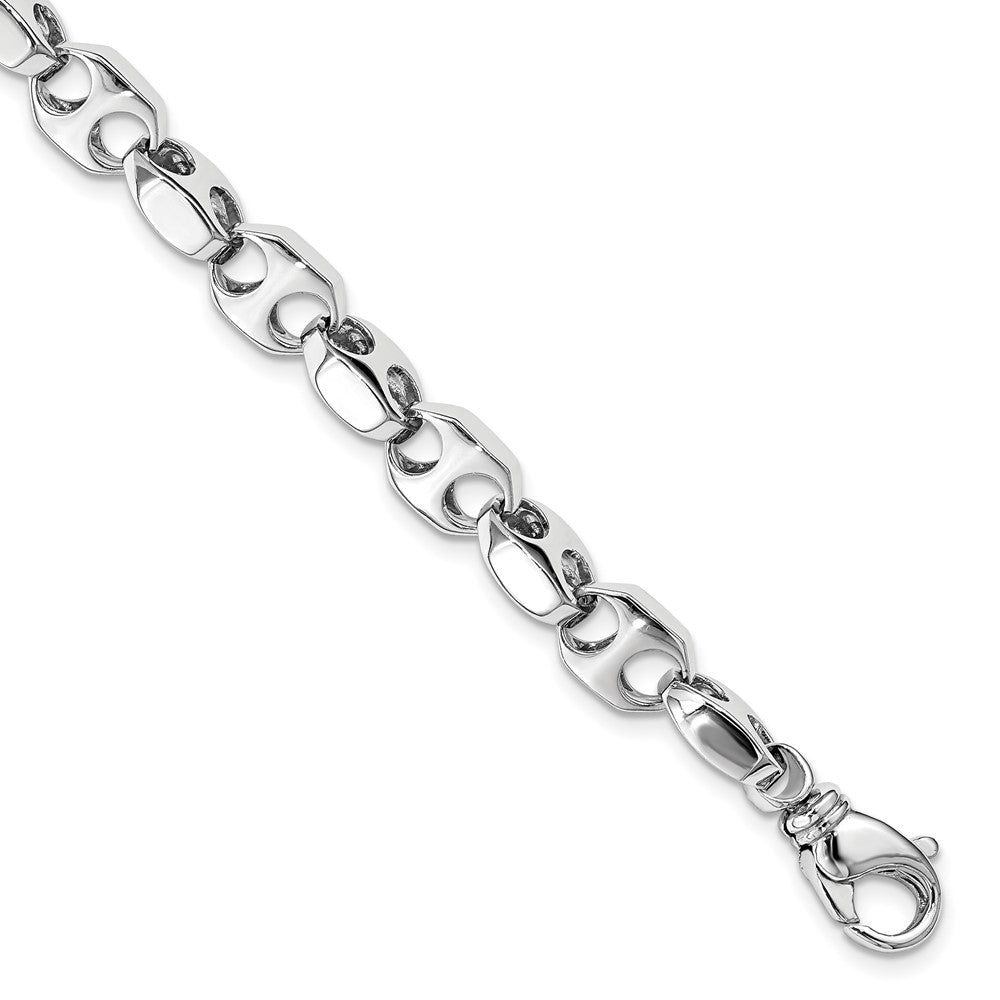 14k White Gold 7.2mm Hand-polished Fancy Link (Per Inch)
