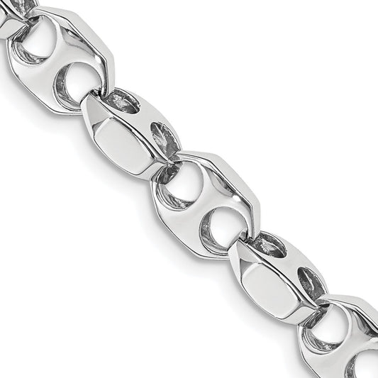 14k White Gold 7.2mm Hand-polished Fancy Link Chain
