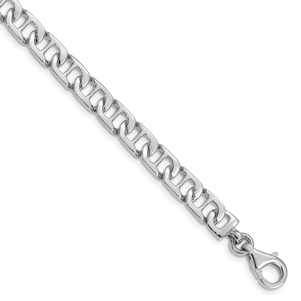 14k White Gold 6.5mm Hand-polished Fancy Anchor Link (Per Inch)