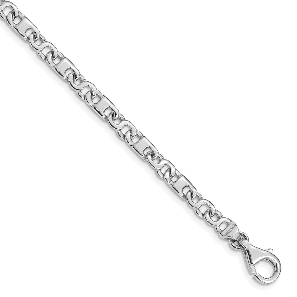 14k White Gold Hand Polished 4.4mm Fancy Link (Per Inch)