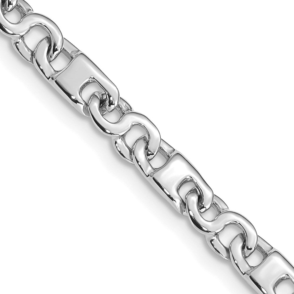 14k White Gold Hand Polished 4.4mm Fancy Link (Per Inch)