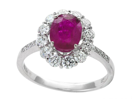 EFFY 14K WHITE GOLD DIAMOND,NATURAL RUBY RING