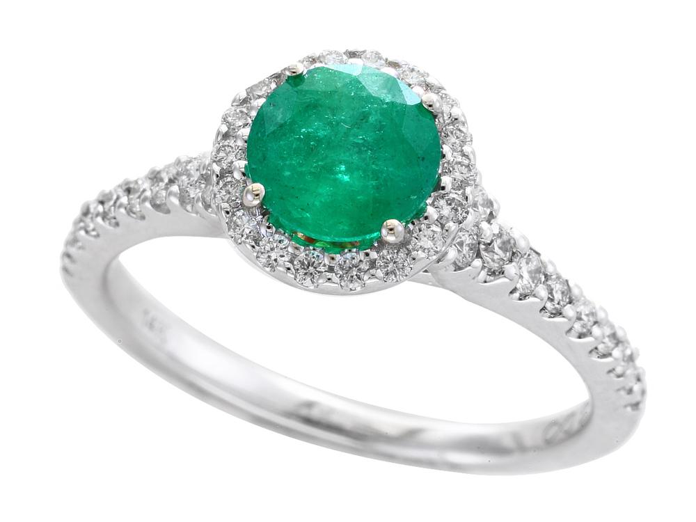 EFFY 14K-W/Y DIAMOND,NATURAL EMERALD RING