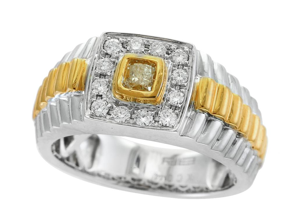 EFFY 18K-W/Y DIAMOND,NATURAL YELLOW DIAMOND RING