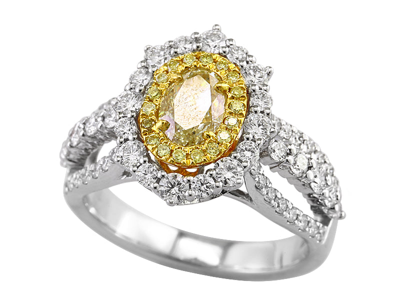EFFY 18K WHITE and YELLOW GOLD DIAMOND,NATURAL YELLOW DIAMOND, RING