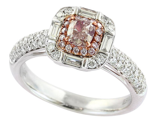 EFFY 14K WHITE and ROSE GOLD DIAMOND,PINK DIAMOND RING (WITH  0.39CT  CENTER SIZE) CENTER SIZE: 0.39CT