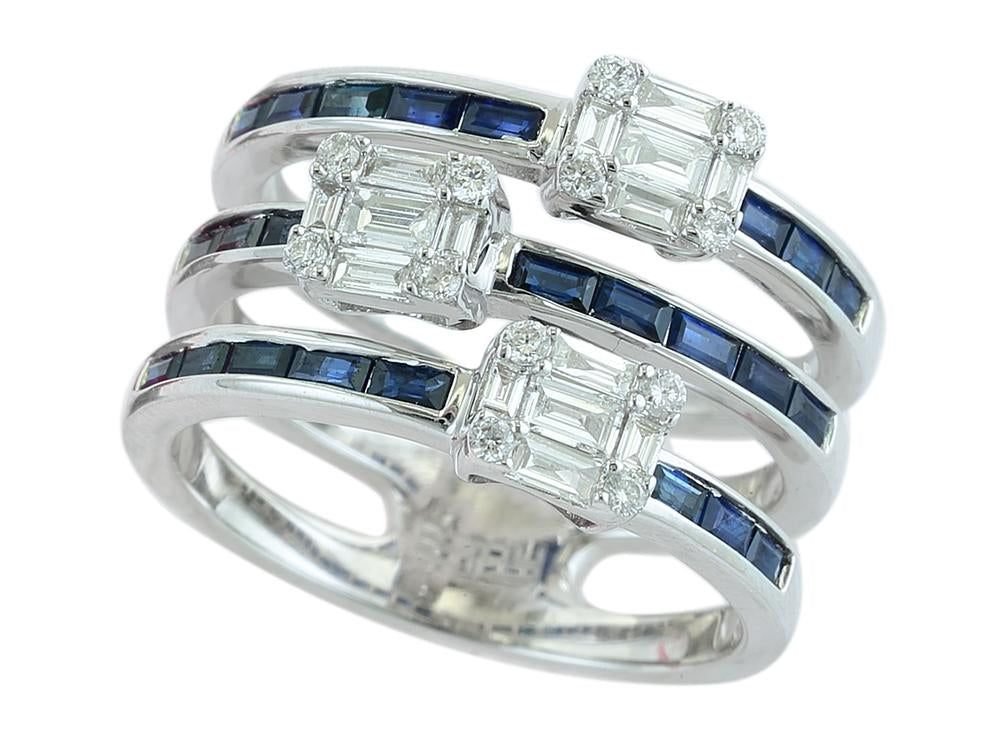 EFFY 14K WHITE GOLD DIAMOND,NATURAL SAPPHIRE RING