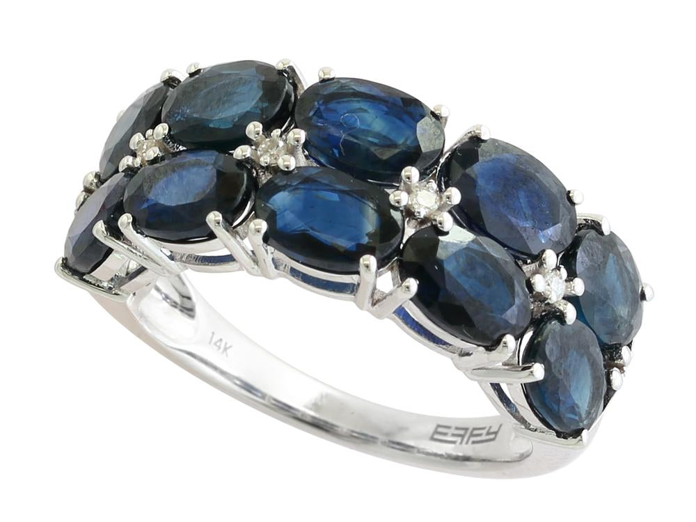 EFFY 14K WHITE GOLD DIAMOND,NATURAL SAPPHIRE RING