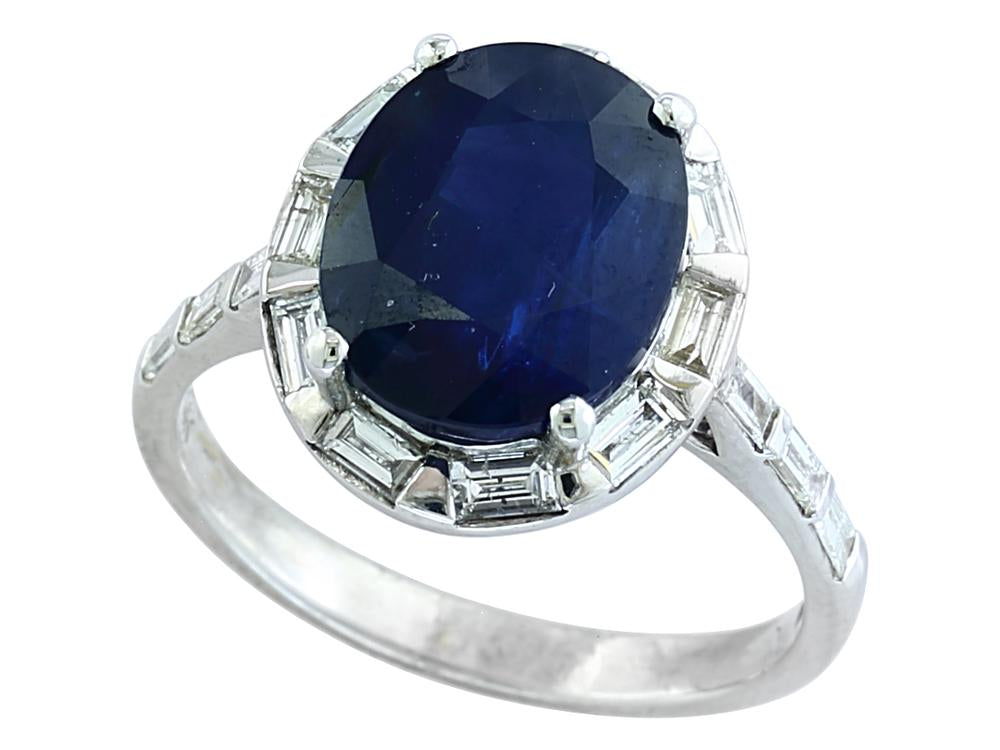 EFFY 14K WHITE GOLD DIAMOND,NATURAL SAPPHIRE RING