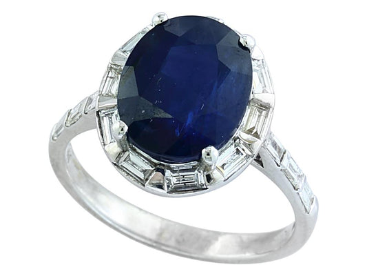 EFFY 14K WHITE GOLD DIAMOND,NATURAL SAPPHIRE RING