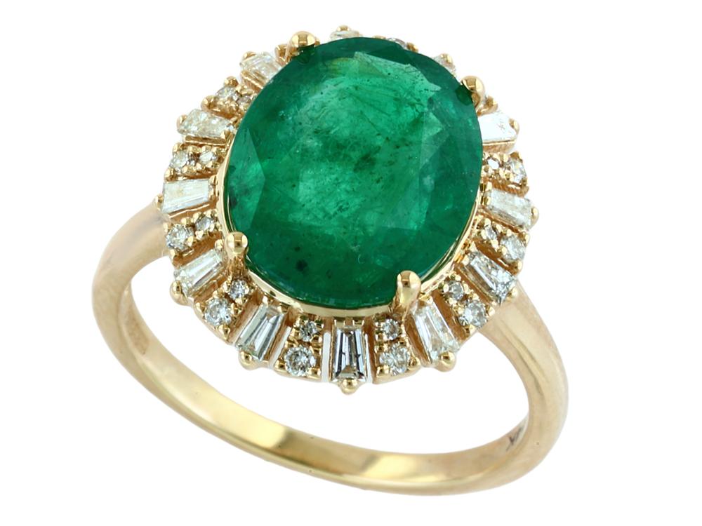 EFFY 14K YELLOW GOLD DIAMOND,NATURAL EMERALD RING