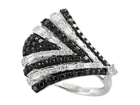 EFFY 14K WHITE GOLD DIAMOND,BLACK DIAMOND RING