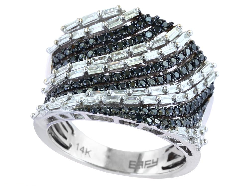 EFFY 14K WHITE GOLD DIAMOND,BLACK DIAMOND RING