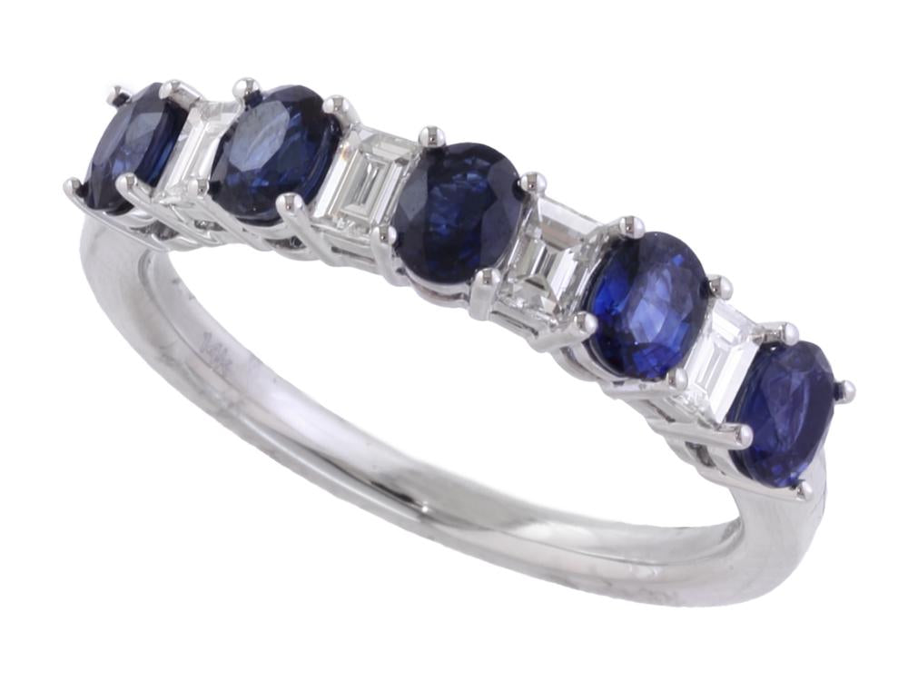 EFFY 14K WHITE GOLD DIAMOND,NATURAL SAPPHIRE RING