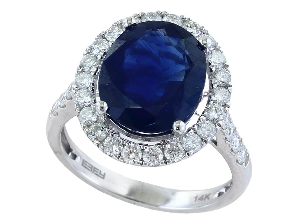 EFFY 14K WHITE GOLD DIAMOND,NATURAL SAPPHIRE RING