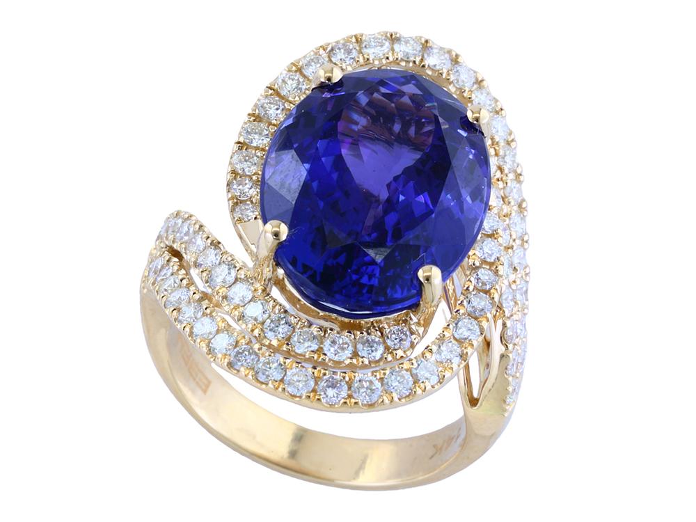 EFFY 14K YELLOW GOLD DIAMOND,TANZANITE RING