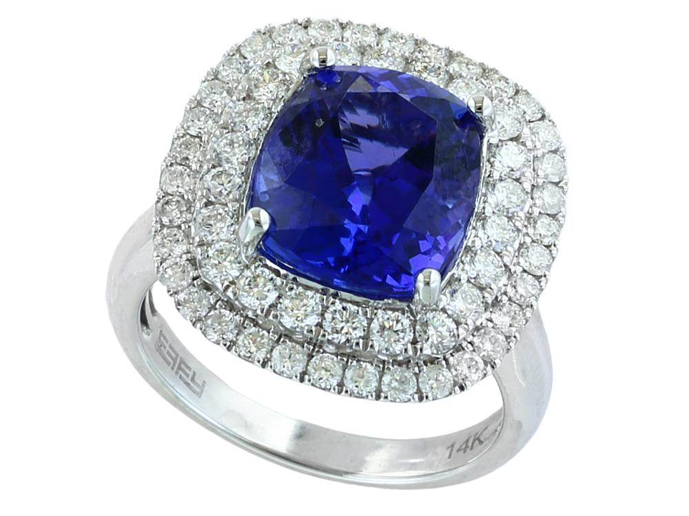 EFFY 14K WHITE GOLD DIAMOND,TANZANITE RING