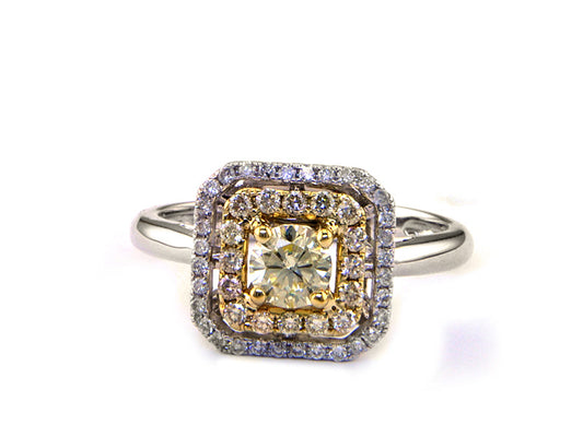 EFFY 14K WHT/YELL GD DIAMOND,NATURAL YELLOW DIAMOND, RING