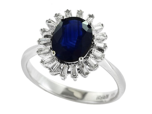 EFFY 14K WHITE GOLD DIAMOND,NATURAL SAPPHIRE RING