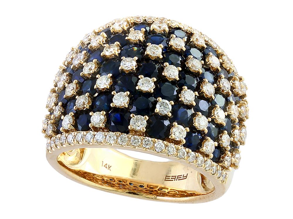 EFFY 14K YELLOW GOLD DIAMOND,NATURAL SAPPHIRE RING
